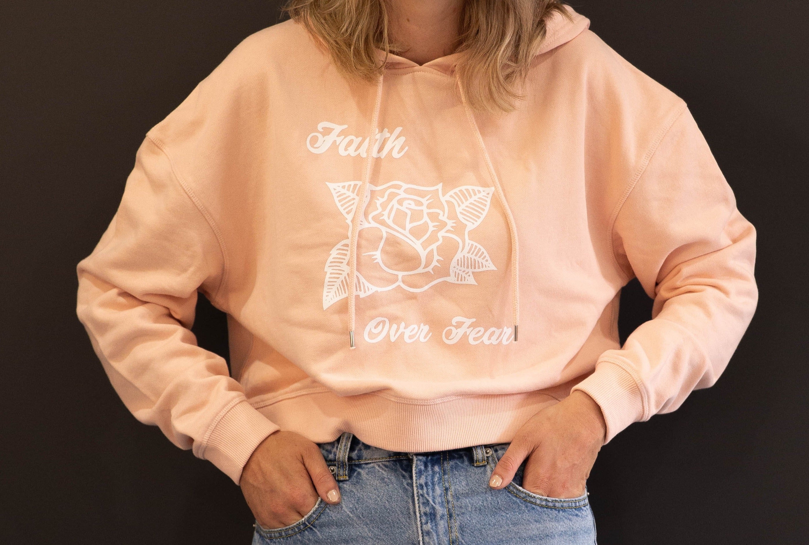 Faith Over Fear Womens Crop Hood