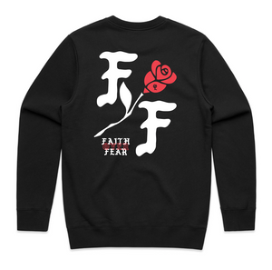 Men's Red Rose F/F Crew Sweater Black