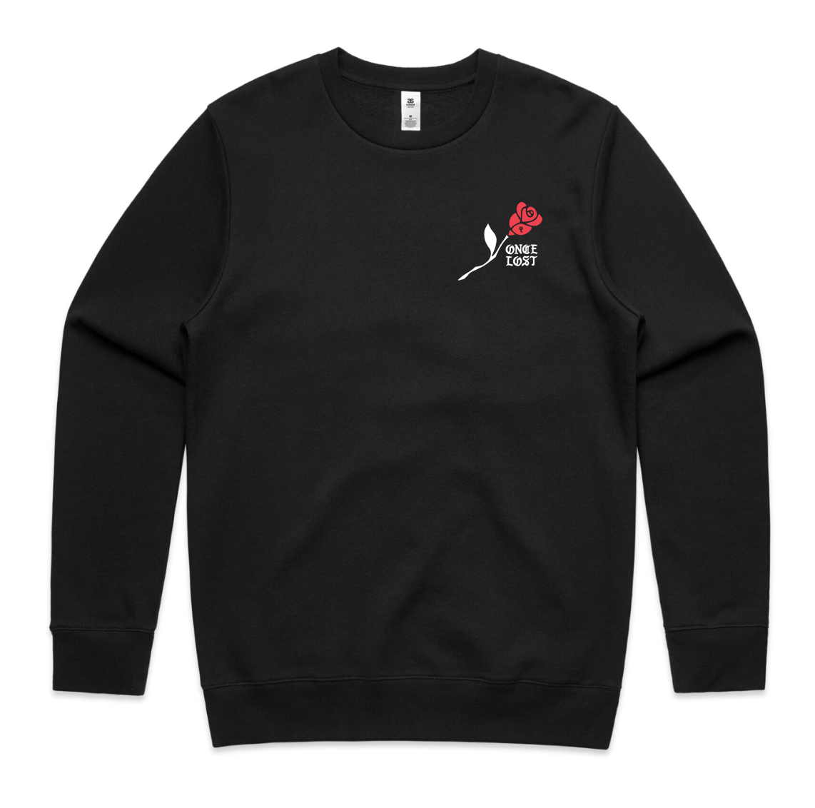 Men's Red Rose F/F Crew Sweater Black