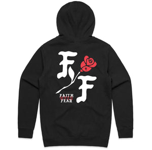 Men's Red Rose F/F Hoodie Black