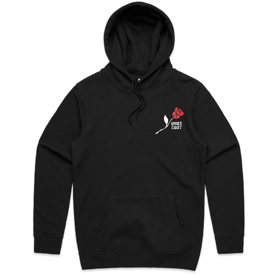 Men's Red Rose F/F Hoodie Black