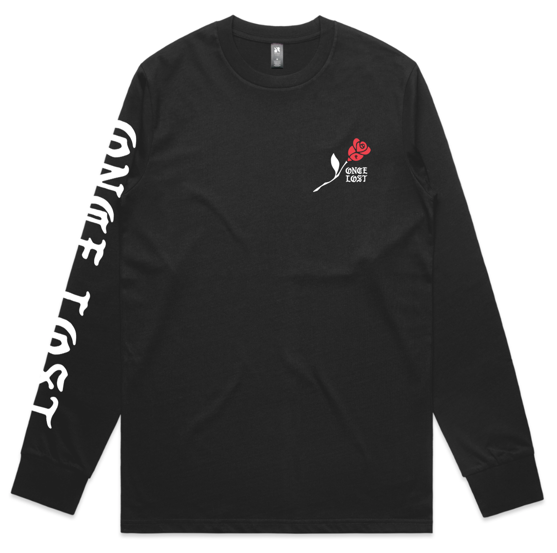 Men's Red Rose F/F Long Sleeve Black