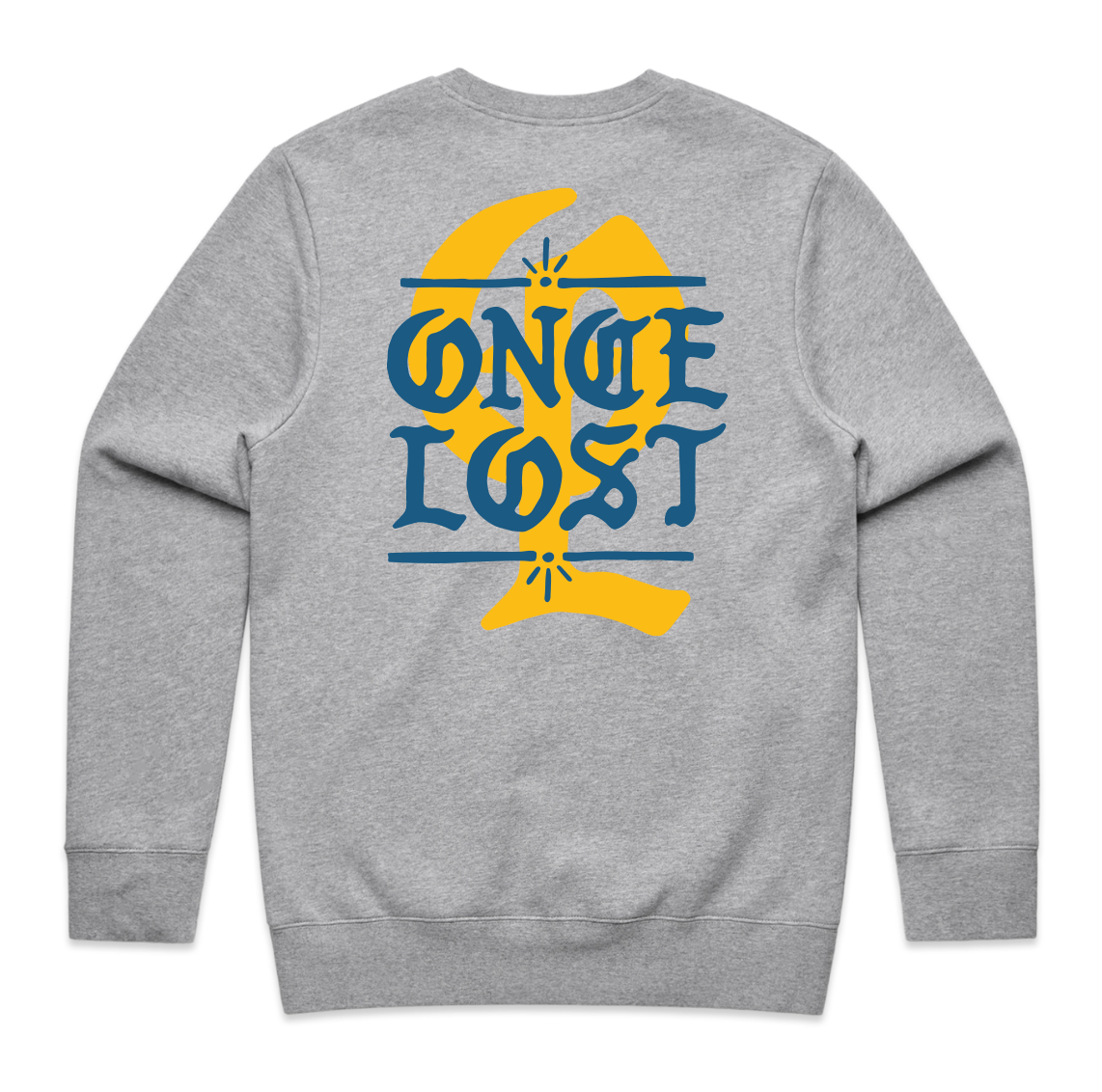 Once Lost Insignia Crew Sweater Grey Marle