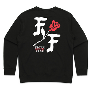 Womens Red Rose Faith/Fear Premium Crew