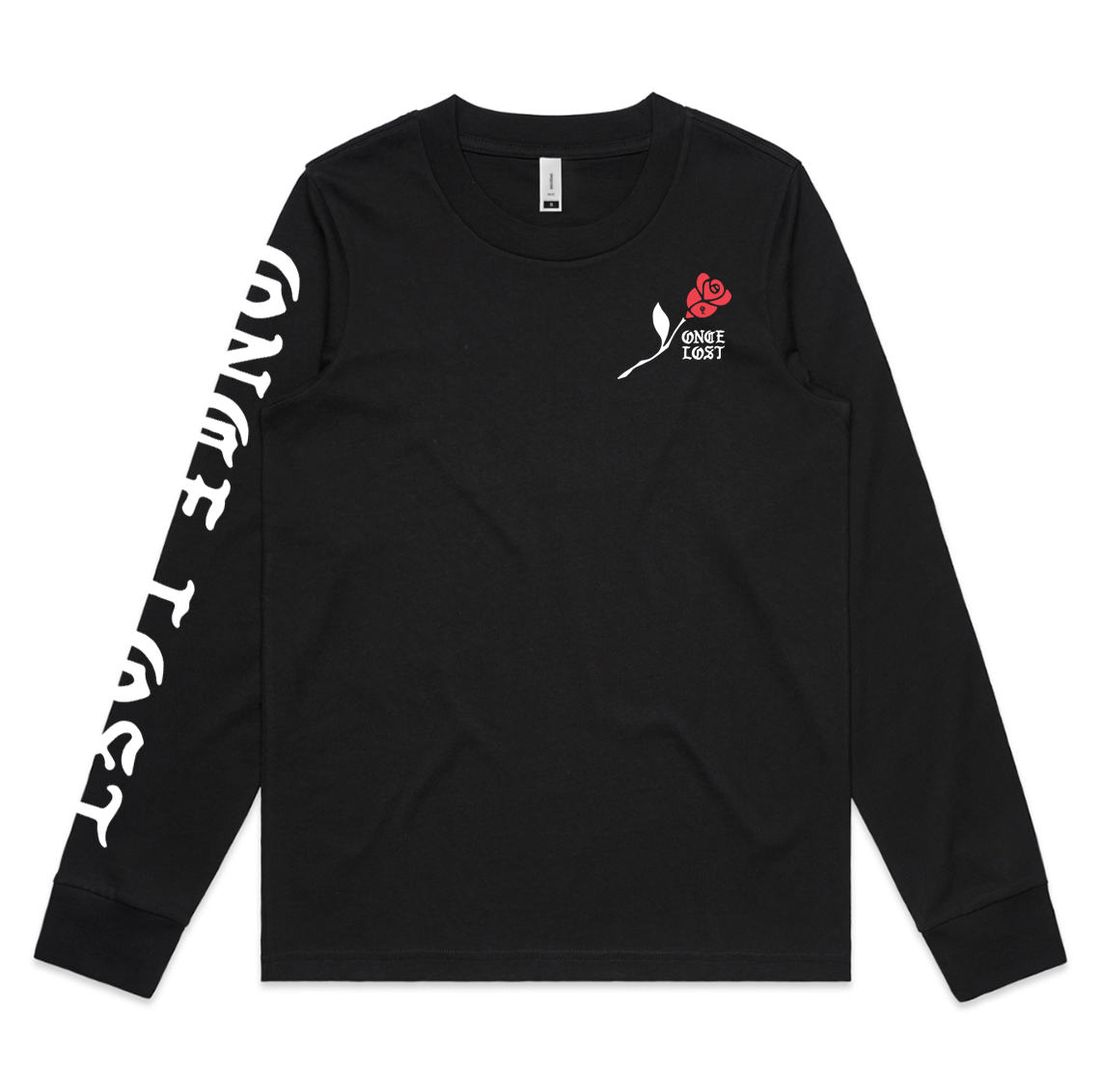 Womens Red Rose Faith/Fear Long Sleeve Black