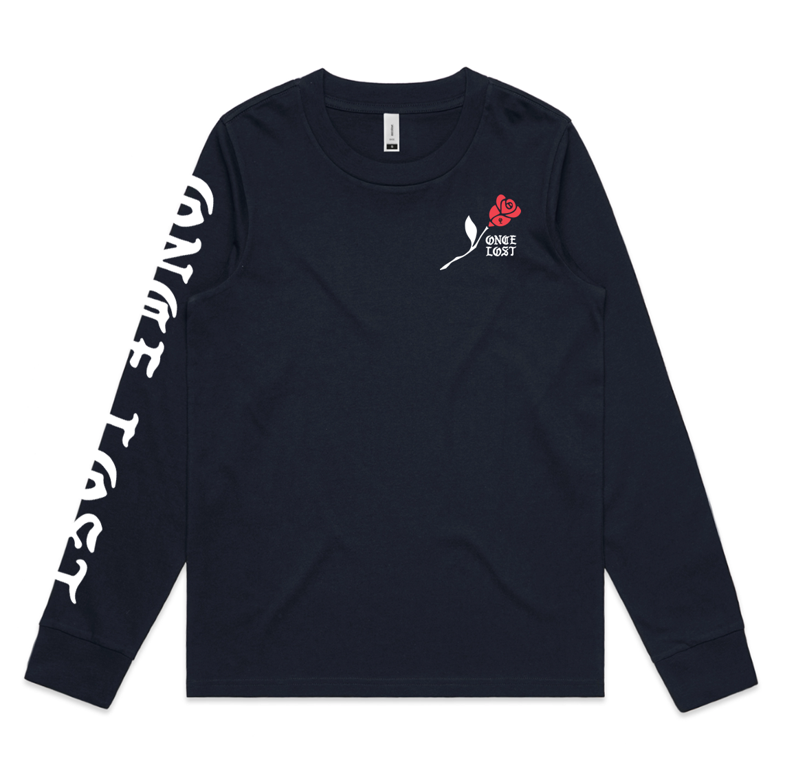 Womens Red Rose Faith/Fear Long Sleeve Navy